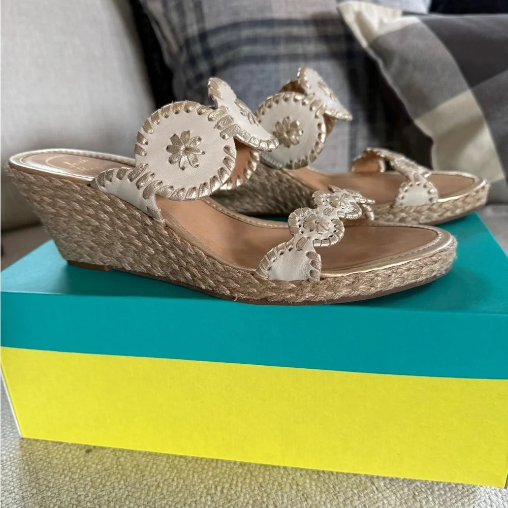 Jack Rogers Women's Bone Gold Sandals - Picture 2 of 5